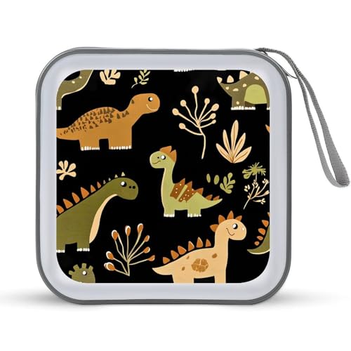 Dinosaurs Pattern Portable CD Case 40 Capacity DVD Storage Box Disc Collection Organizer Bag for Car Home Travel