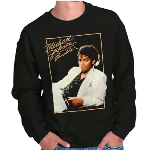 Brisco Brands Michael Jackson Thriller Album Cover Sweatshirt for Men or Women Black