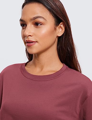 Image of CRZ YOGA Pima Cotton High Neck Crop T-Shirt | Workout, Naturally Soft, Loose Fit, Short Sleeve Tops for Women