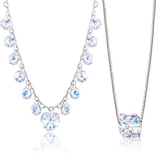 Preisvergleich Produktbild 2Splendid Halsketten-Set, rhodiniert, mit Swarovski-Kristallen, 2 Stück, elegantes Schmuckstück, perfekt für Frauen, Geschenk für alle Anlässe, mit schöner Box