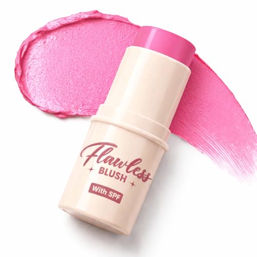 Image of Blue Heaven Flawless Blush Stick with SPF | Infused with Vit C & Hyaluronic Acid | Creamy Blush Stick for Cheeks, 6 Hr Long Lasting Tint Blush for Face Makeup, High Pigment Blusher | Bubble Pink | 7.3gm