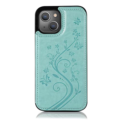 Coque iPhone 13 en verre trempé anti-choc protégeant l'écran avec support vert