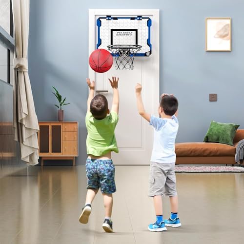 TEMI Basketballkorb Indoor, Mini-Basketballkorb mit 4 Bällen, über die Tür Basketballbrett für Kinder und Erwachsene, Basketball-Spielzeug für Jungen Mädchen Alter 3 4 5 6 7 8 9 10 11 12