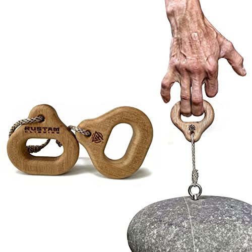 RUSTAM CLIMBING Duonio Pair Pocket-Sized Fingerboard for Rock Climbing - Portable Hangboard Two Finger Trainer for Grip Strength, Wood - Lightweight, Durable, Compact