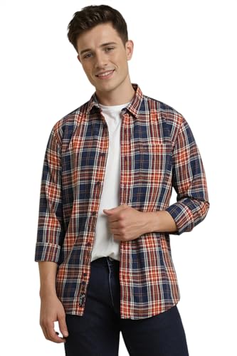 Image of Allen Solly Men's Cotton Checkered Regular Fit Shirt