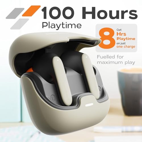 Image of iFAST True Wireless Stereo in Ear Earbuds with Quad Mic ENC | Low Latency Gaming | Type-C Fast Charging | 100 Hours Long Playtime Charging Case | Bluetooth 5.3 Earbuds TWS[ Ivory ]