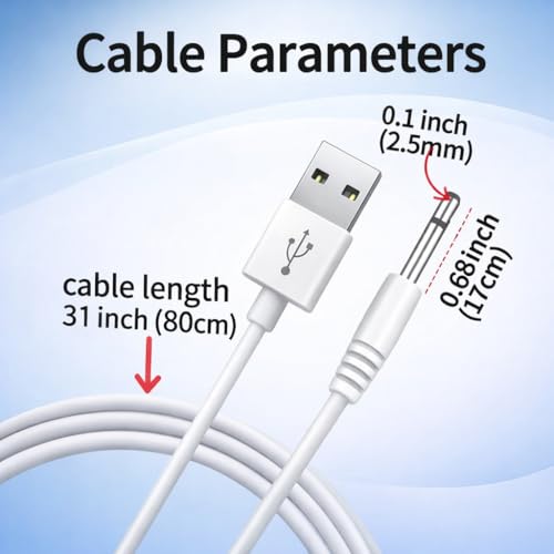 Image of 2.5mm Charging Cable for Vibrator, Personal Massager Toys, Beauty Devices, Electronic | Fast Charging USB to DC 2.5mm Charging Cable Adapter
