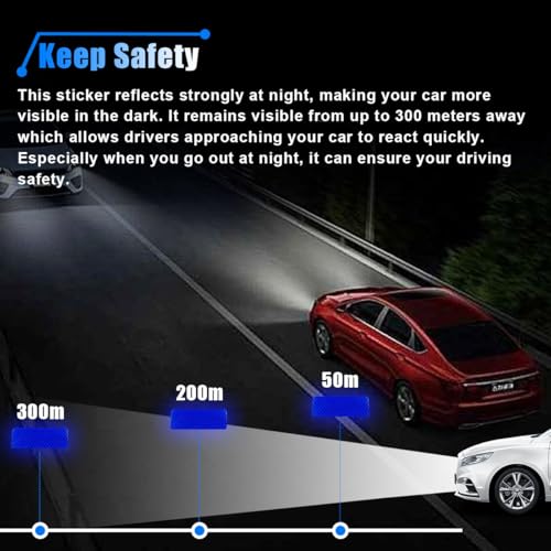 Image of 20PCS Car Safety Reflective Stickers, Waterproof Warning Reflective Tape, Night Visibility Reflective Strips for Trailers, Motorcycles, Bicycles, Cars, Helmets, 3.14 x 1.14 Inch (Blue)
