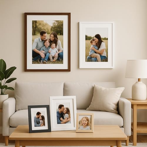 6x8 Oak Wood Picture Frame - Minimalist 6x8 Picture Frame, 6"x8" Frame Wood, Natural Solid Wooden Picture Frames for Wall Art Photo and Prints(3 Pack, Black)