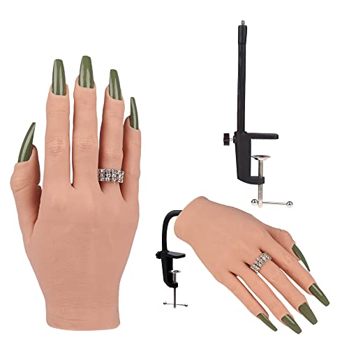 Practice Hand For Acrylic Nails,Fake Silicone Hand For Nails Practice, Flexible Movable Fake Hand Manicure Practice Tool For Nail Art Training #TOP5
