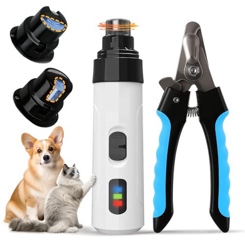 Cupofpet 2-in-1 Dog Nail Grinder & Clippers Kit, Cordless Dog Nail File, Painless Nail Trimming for Small, Medium, Large Dogs and Cats