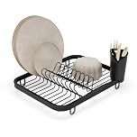 Umbra Sinkin Dish Drying Rack – Drainer Caddy with Removable Cutlery Holder – Use In Sink or On Counter, Standard, Black