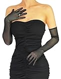 XXDingbs Women's Sexy Sheer Gloves Mesh Tulle Super Long Gloves Opera Christmas Costume Party Dance Bridal Gloves Black