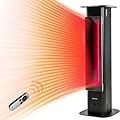 EAST OAK Patio Heater, 1500W Outdoor Indoor Electric Infrared Heater, Radiant Tower Heater with Remote, Waterproof, Tip-Over & Overheat Protection, Portable Space Heater for Garage, Backyard, Decks