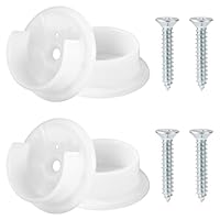 BOXOB 4pcs Closet Rod Holders, Plastic Tension Pole Bar Sockets for 1-3/8\" Heavy Duty Wardrobe Tube Rail Support Bracket with Screws Fittings for Home Bathroom Shower Curtain Clothing Store (White)