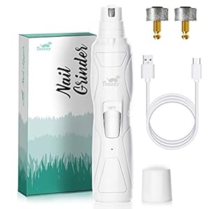 Toozey Nagelslijper voor honden en katten, klein/middel/groot, oplaadbaar, 14 W, krachtige motor en veilig glad trimmen, twee snelheden klauwschaar voor hond en kat