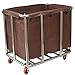 Wózek do kosza na pranie Heavy Duty Commercial Metalowy kosz na pranie Sortownik kosza na pranie Duży kosz na pranie Wózek na pranie do hotelowego prania w domu (Color : Brown)