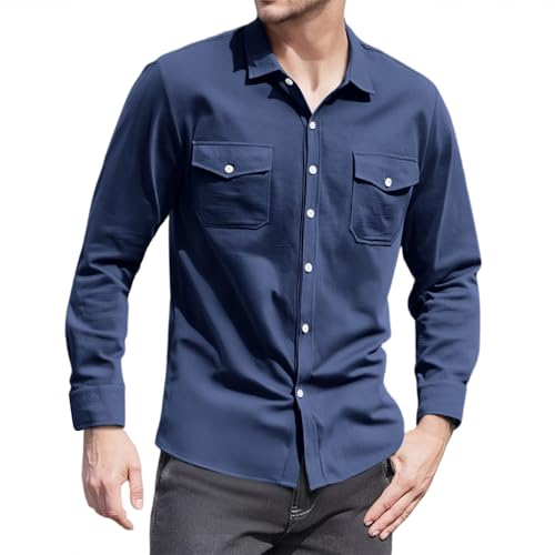 Generisch Hemdjacke Herren Knitterfrei Formales Tshirt Comfort Poloshirt Herren Langarm Fit Casual Regular Stretch Bügelleicht Für Festlich Urlaub Party Fete Gala Navy 3XL Generisch Hemdjacke Herren Knitterfrei Formales Tshirt Comfort Poloshirt Herren Langarm Fit Casual Regular Stretch Bügelleicht Für Festlich Urlaub Party Fete Gala Navy 3XL