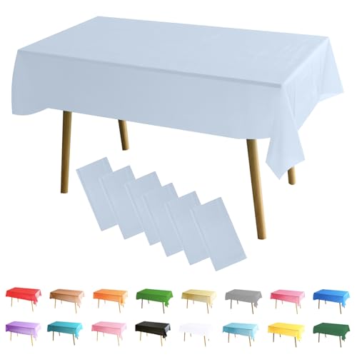 MOMAHUA 6 Packs Bleu Macaron Nappes,137x274cm PEVE Nappe de Table Rectangulaire,Nappes Imperméables pour Fête...