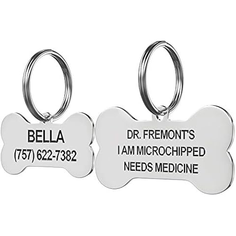 Stainless Steel Pet ID Tag Front and Back Custom for Dog Cat Personalized Cover