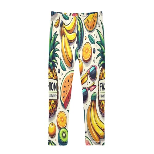Bolaz Toddler Girls Leggings Printed Yoga Pants Leggings Seamless Pattern with Fruits for Kids