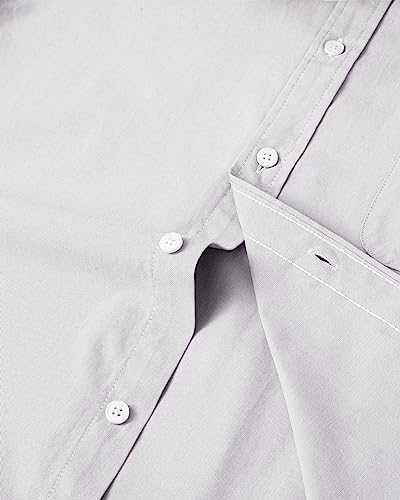 Image of Alimens & Gentle Mens Solid Oxford Shirt Long Sleeve Dress Shirt Work Casual Button Down Shirts with Pocket