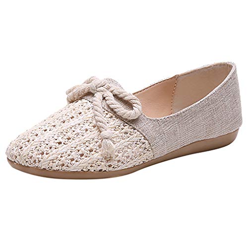 haoricu Flat Sandals Casual Summer Round Toe Shoes Teen Girl Fashion Woven Rattan Grass Hollow Sandals White