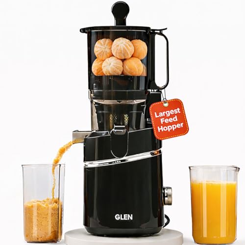 Image of Glen Cold Press Juicer For Home With 130mm Largest Feed for Whole Fruits, Vegetables & Nut Milk | Slow & High Yield Juicer Machine | Easy to Clean & Assemble | Anti-Drip Lever | Auto Reverse Function