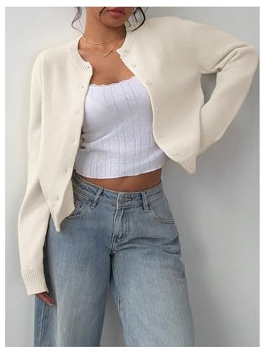 Image of SOLY HUX Women's Button Down Cropped Lightweight Cardigan Sweater Cute Fall Fashion 2026