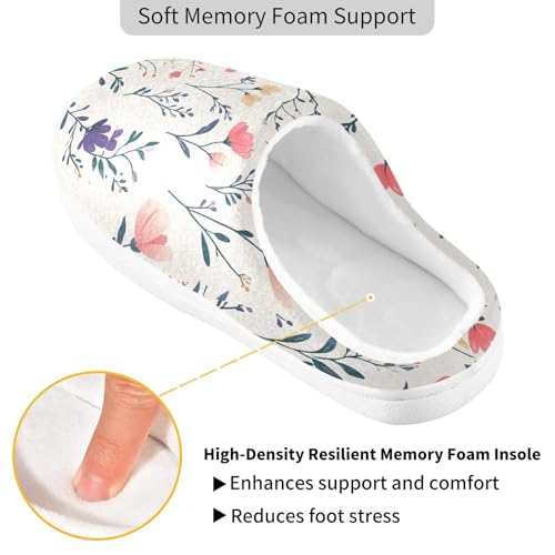 JUNZAN Spring Flowers Orchid Tulips Neutral Womens House Cotton Slippers Wide Memory Foam Foam Slippers for Spa Christmas Presents 6-72