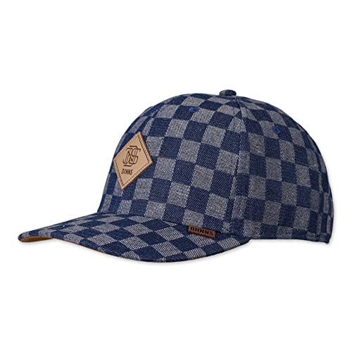 Casquette Djinns visière courbée en denim à carreaux bleu délavé unique