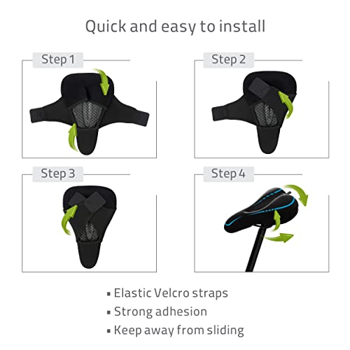 image for RONUX Narrow Gel Bike Seat Cushion - Extra Soft Comfy Bicycle Seat Cov