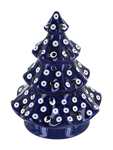 Blue Rose Polish Pottery Dots Tree Luminary