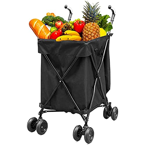 Einkaufswagen, robuster Marktwagen, Einkaufstrolley, Bollerwagen mit 8 Rollen, wasserabweisender Transportwagen mit…