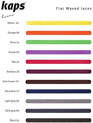 Kaps Waxed Flat Shoe Boot Laces, 100% Cotton, 5 mm - 0.19 inch Width, Many Colors