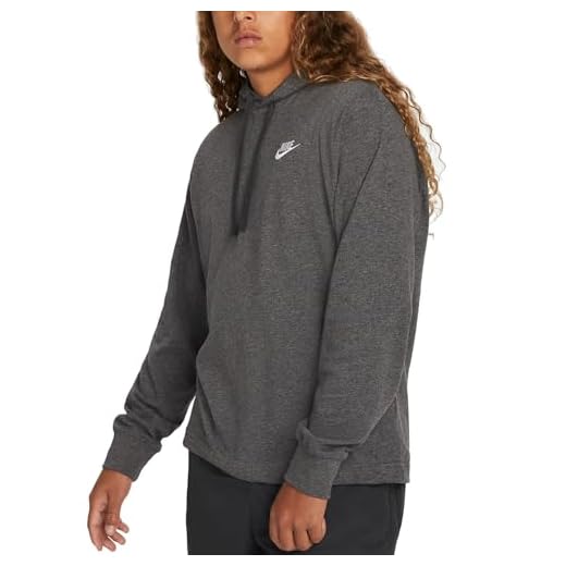 Nike Men's Sportswear Club Jersey Pullover Hoodie, Fleece Hoodies for Men, Charcoal Heather/White, XL