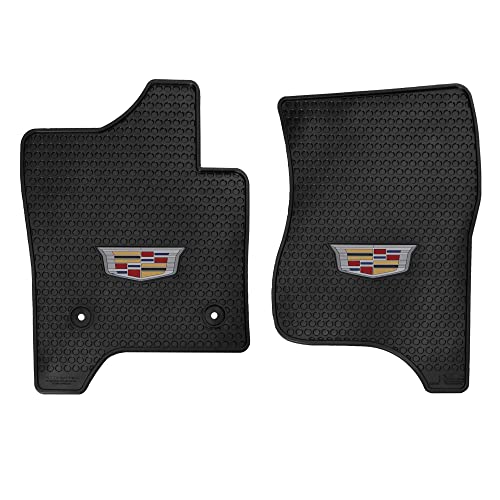 Lloyd Mats Custom-Fit All-Weather Rubber Floor Mats for Cadillac Escalade 2015-2020 - Emblem (2PC - Fronts Black)