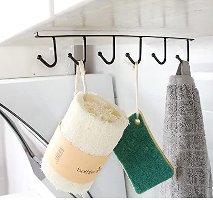 Hanging Hooks Rack 6 Hooks Hook Rack Black