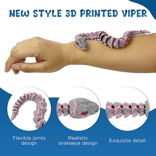 TXB3DOK 3D Printed Snake Toys 6 Pack, Articulated Multicolor Fidget Snakes for Kids, Flexible Desk Pet, Sensory Toy, Collectible Animal Figures, Birthday Gift, 3D Print Toys for Boys Girls - image 3