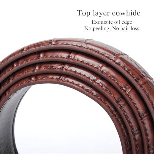 Classic Men's Dress Belts, Crocodile Embossed Belts Casual Business Belt Men for Jeans Shirt Pants,A Brown,100CM/39.4''4