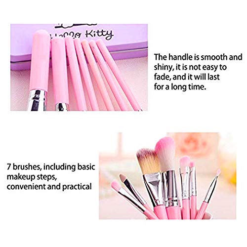 Children Makeup Brushes, 7Pcs Makeup Brush Set Foundation Eyebrow Eyeliner Brush Cosmetic Concealer Brushes for Kids Children Girls - Pink