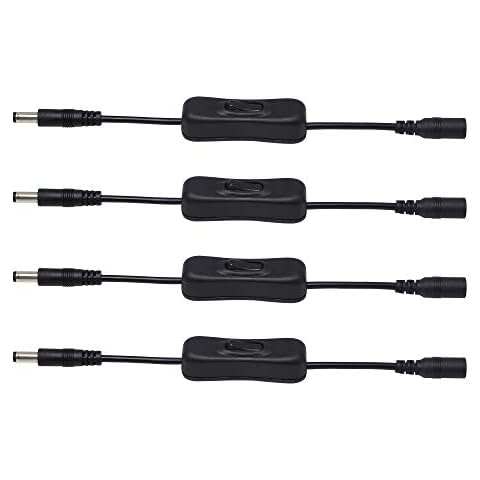 20cm DC 5.5mm x 2.1mm Male to Female On/off Switch Cable KANGPING for LED CCTV Security Camera(4-Pack) Cover