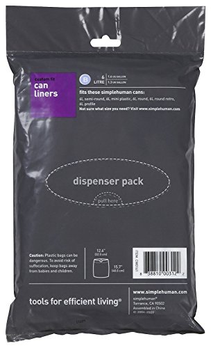 Image of simplehuman Custom Fit Trash Can Liner B, White - White - 30 ct - 2 pk - 6 liter