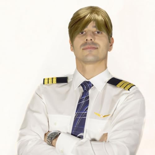 UILYNIU Blonde Short Wig For Men, Natural Fluffy Layered Cosplay Hair Wig, Handsome Men Boyband Wig Adult Fancy Dress Short Wigs 60s 70s 80s Disco Short Anime Costume Wigs Daily Use Wigs (Blonde) - Image 8