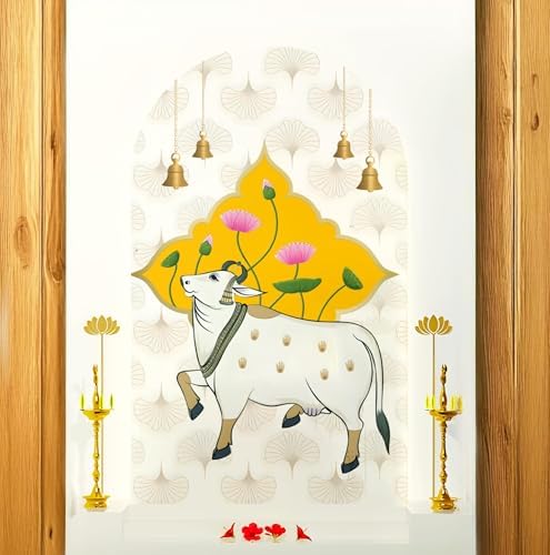Image of Pichwai Cow Wallpaper for Mandir (1X1, Pichwai Cow - S) | Removable
