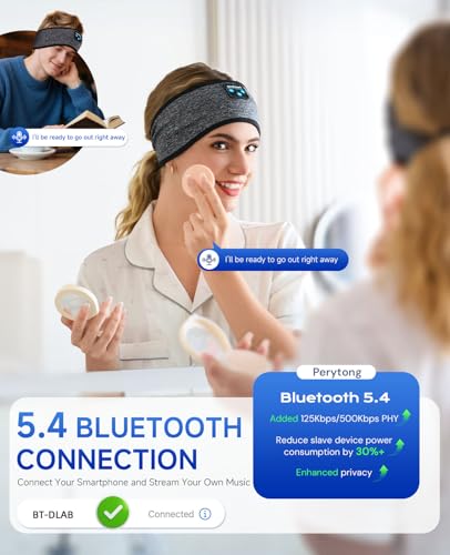 Image of Perytong Sleep Headphones Bluetooth 5.4 Headband, Sports Wireless Earphones Sweat Resistant Earbuds Sleeping Headphone with Ultra-Thin HD Stereo Speaker for Workout Running Cool Gadgets Unique Gifts