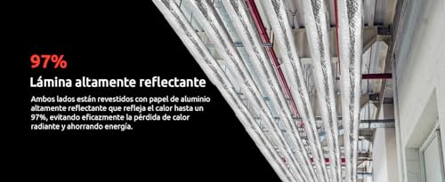 Aluminium-Thermo-Isolierband für Rohre für Kälte/Wärme, Wärmedämmset für Rohre, Kanäle, Klimakanäle und Heizung, inkl. Klebeband (10 m x 8 cm)