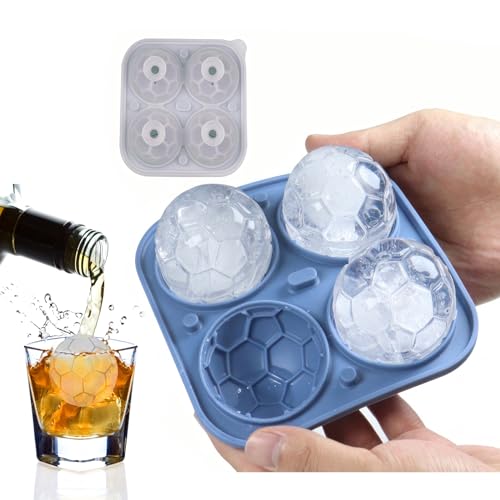 ShyangLiang Ice Cube Tray, Football Silicone Ice Cube Molds with Covers & Funnel Easy Release Large Ice Cube for Whiskey & Cocktails (Football Mold)