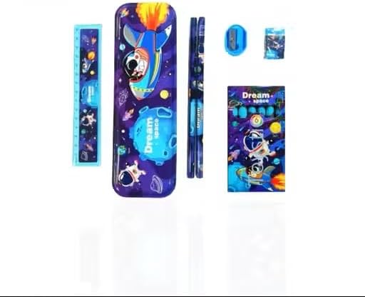 Cartoon Printed Stationary Kit for Boys and Girls Pencil Pen Book Eraser Sharpener - Stationary Kit Set for Girls/Birthday Gift (Multi Color) (Unicorn Printed) (Dream Space Printed) PP