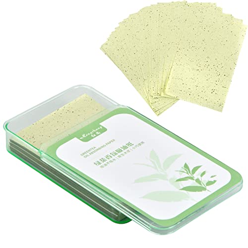 300 Blätter Öl Löschpapier Gesicht, Öl Absorbierendes Papier, Natürliches Gesichtsöl-Löschpapier, Weiches Öl Blotting Paper Löschpapier für Frauen Männer (Grüner Tee)